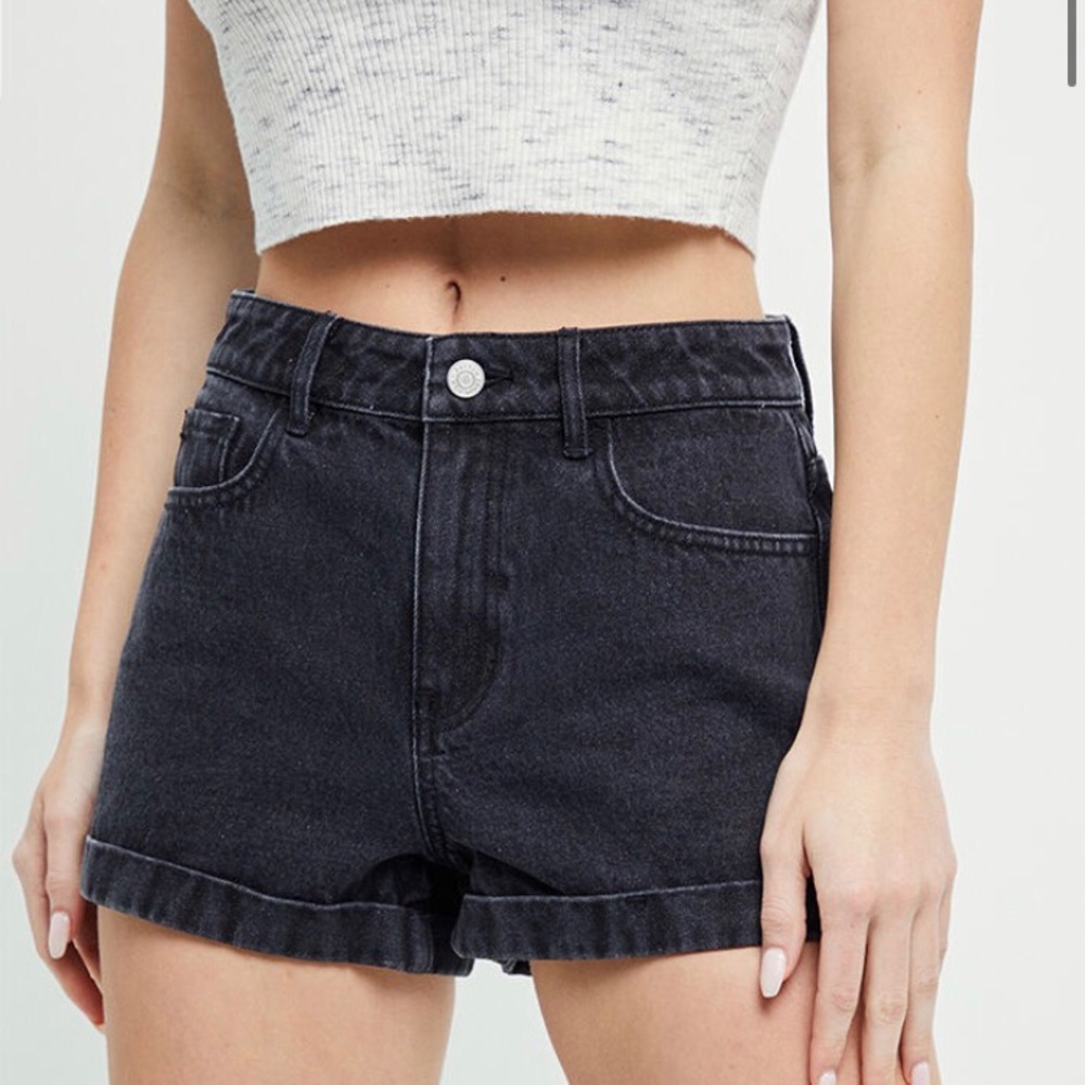 Pacsun Washed Black Denim Mom Shorts
